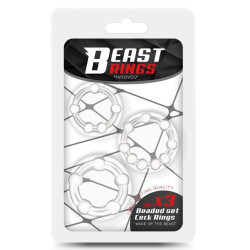 Beast Rings Lot de 3 Mini cockrings souples Beaded Set Transparents